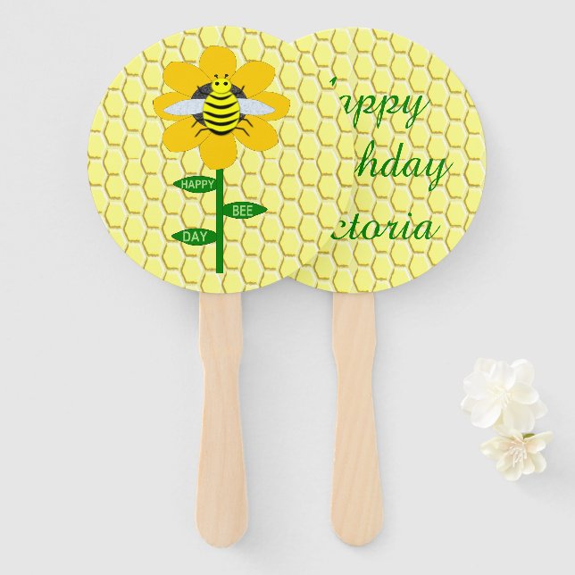 Happy Bee Day Birthday Hummel Custom Fächer (Vorne und Hinten)