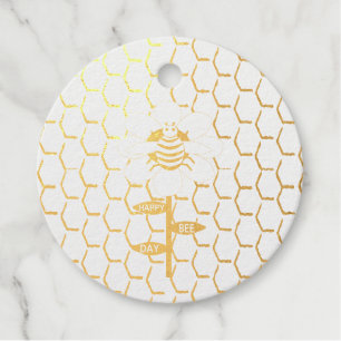 Happy Bee Day Birthday Hummel Custom Foil Geschenkanhänger