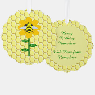 Happy Bee Day Birthday Hummel Custom Ornament Karte