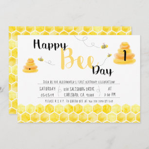 Happy Bee Day Black and Yellow Bees Themed Party Einladung