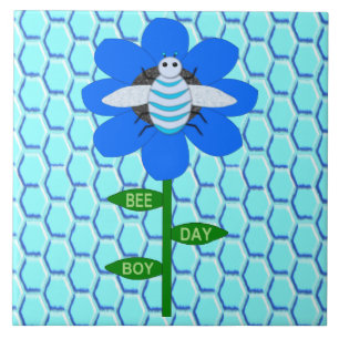 Happy Bee Day Boy Blue Birthday Bumblebee Fliese