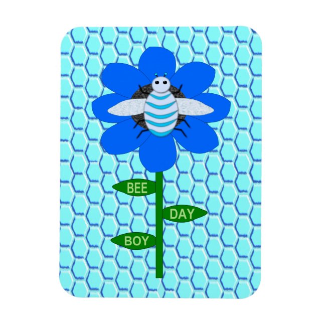Happy Bee Day Boy Blue Birthday Bumblebee Magnet (Vertikal)