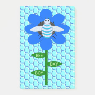 Happy Bee Day Boy Blue Birthday Bumblebee Post-it Klebezettel