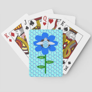 Happy Bee Day Boy Blue Birthday Bumblebee Spielkarten