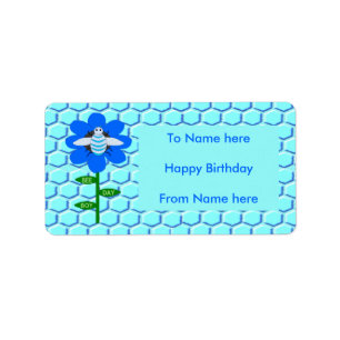 Happy Bee Day Boy Blue Geburtstag Hummel Custom Adressaufkleber