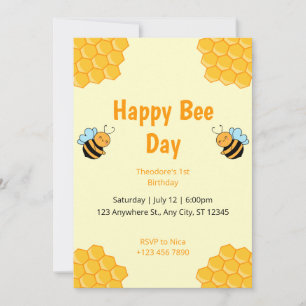 Happy Bee Day Bumble Bee Birthday Party Einladung