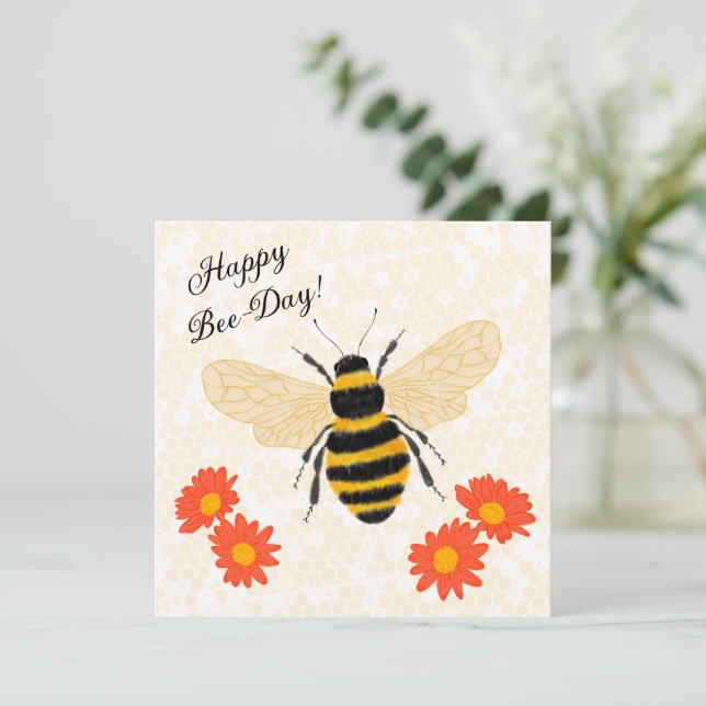 Happy Bee-Day Card (Stehend Vorderseite)
