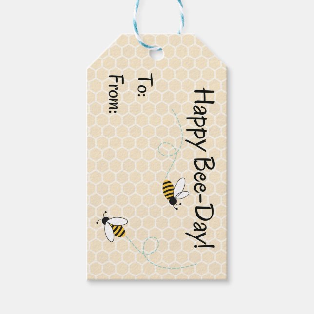 Happy Bee Day Gift Tag Geschenkanhänger (Vorderseite)