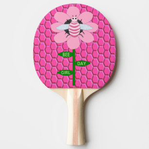 Happy Bee Day Girl Pink Birthday Hummel Tischtennis Schläger