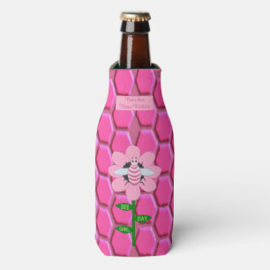 Happy Bee Day Girl Pink Geburtstag Hummel Custom Flaschenkühler