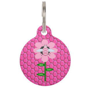Happy Bee Day Girl Pink Geburtstag Hummel Custom Haustiermarke