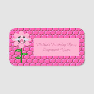 Happy Bee Day Girl Pink Geburtstag Hummel Custom Namensschild
