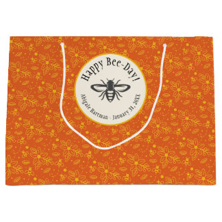Happy Bee Day Honey Bee Red Große Geschenktüte