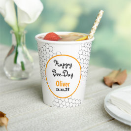Happy Bee Day Honeycomb Paper Cups Pappbecher