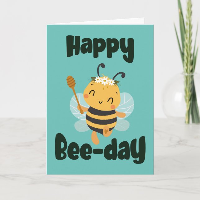 Happy Bee Day mit Niedlicher Bienengeklappter Kart Programm (Vorderseite)