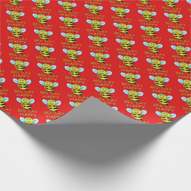 Happy Bee Day Wrapping Paper Geschenkpapier (Ecke)