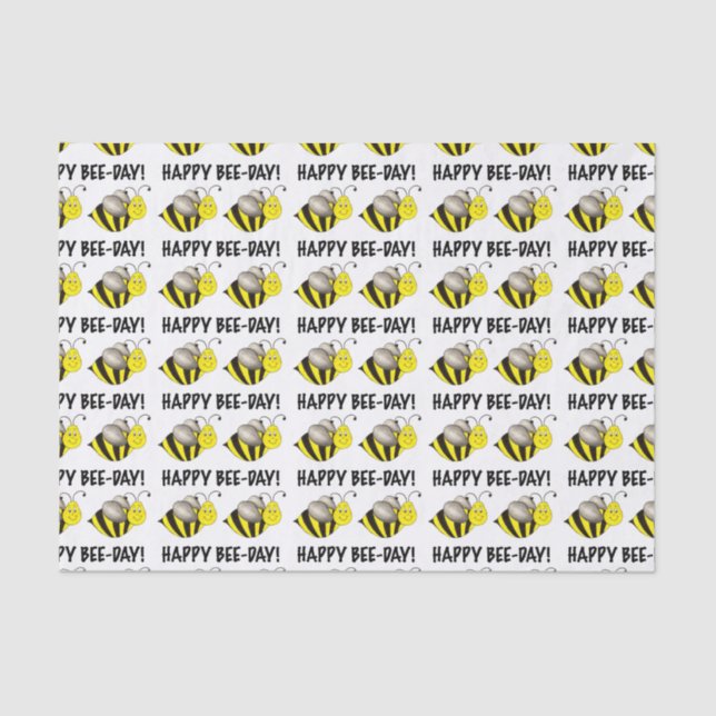 Happy Bee Day Yellow Bumblebee Birthday Bday Bug Seidenpapier (Vorderseite)