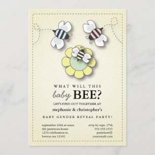 Happy Bee Family Paares Baby Gender Reveal Party Einladung