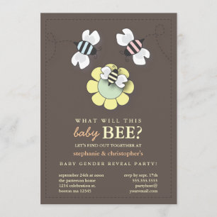 Happy Bee Family Paares Baby Gender Reveal Party Einladung