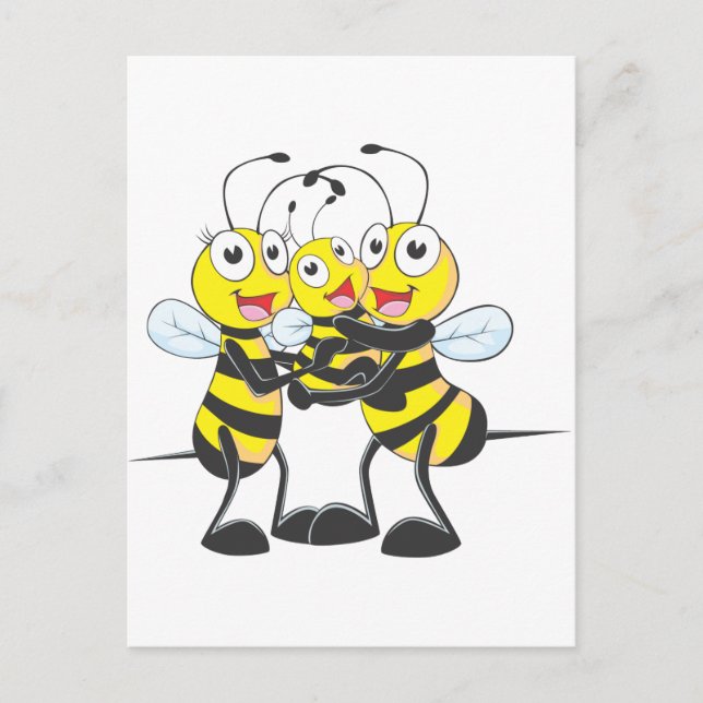 Happy Bee Family Postkarte (Vorderseite)