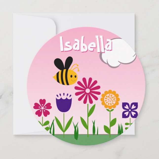 Happy Bee Flower Garden BIRTHTAG Einladung (Vorderseite)
