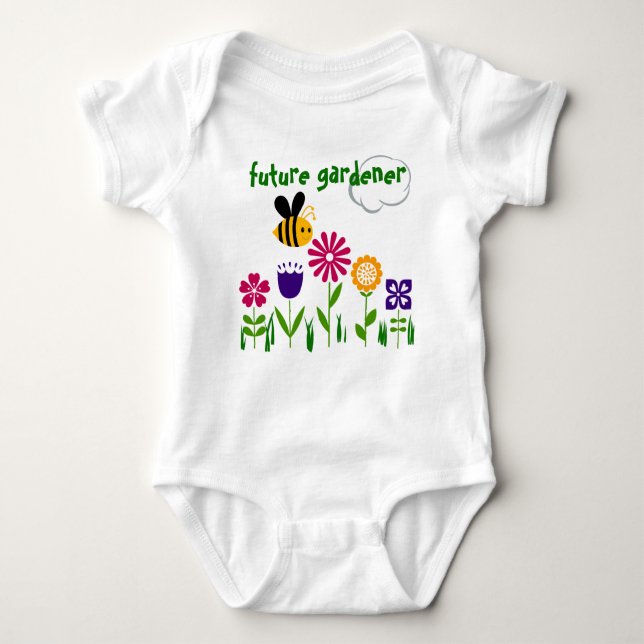 Happy Bee Flower Garden FUTURE GARDENER Baby Strampler (Vorderseite)