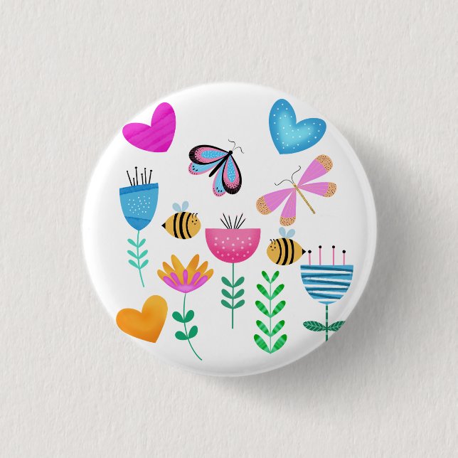 Happy Bee Garden Button (Vorderseite)