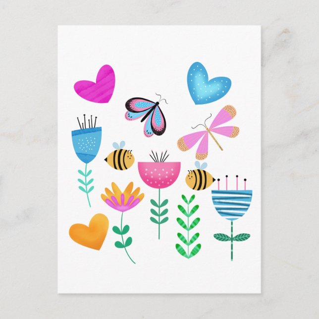 Happy Bee Garden Postkarte (Vorderseite)