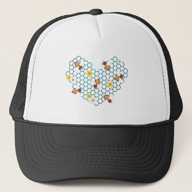 Happy Bee Heart Truckerkappe (Vorderseite)