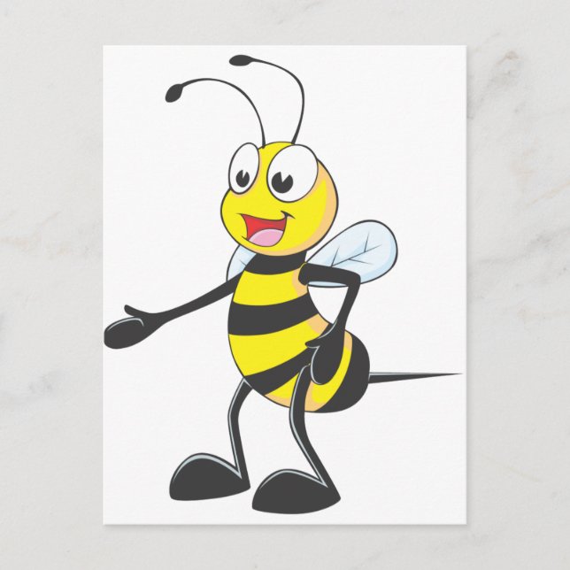 Happy Bee Pointing Postkarte (Vorderseite)