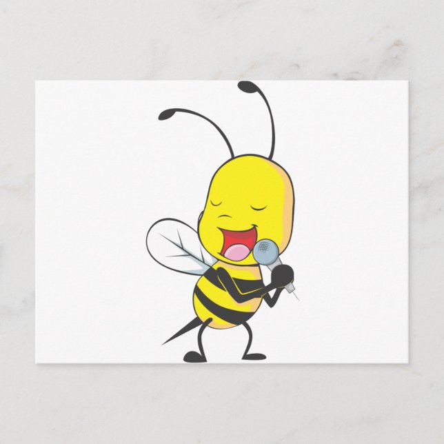 Happy Bee Singing Postkarte (Vorderseite)
