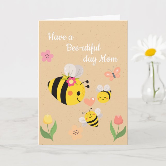 Happy Bee-utiful Day Geburtstagskarte Karte (Kleine Pflanze)