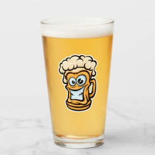 Happy Beer Tasse, Funny Illustration Glas