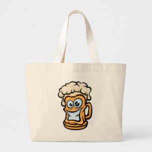 Happy Beer Tasse, Funny Illustration Jumbo Stoffbeutel