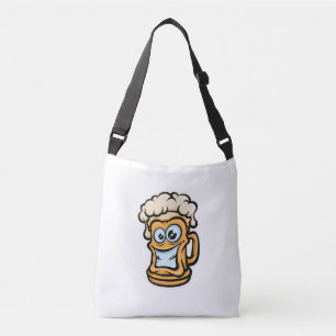 Happy Beer Tasse, Funny Illustration Tragetaschen Mit Langen Trägern