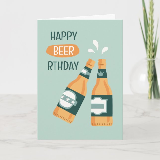 Happy beer-thday beer bottles punny birthday card karte (Vorderseite)