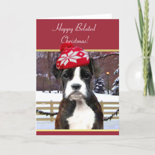 Happy Belated Christmas Boxer Hund Feiertagskarte