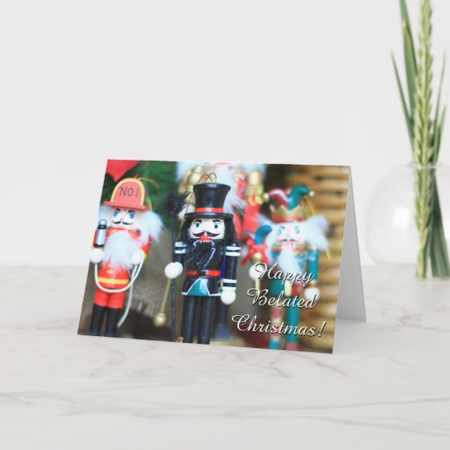 Happy Belated Christmas Nutcrackers Card Feiertagskarte (Vorderseite)