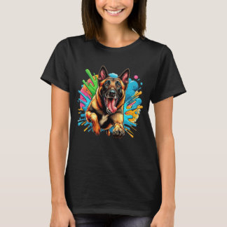 Happy Belgische Malinois in Farbe T-Shirt