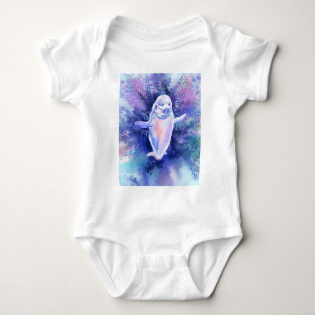 Happy Beluga Whale Baby Bodysuit Strampler (Vorderseite)