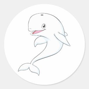 Happy Beluga Whale Cartoon Runder Aufkleber