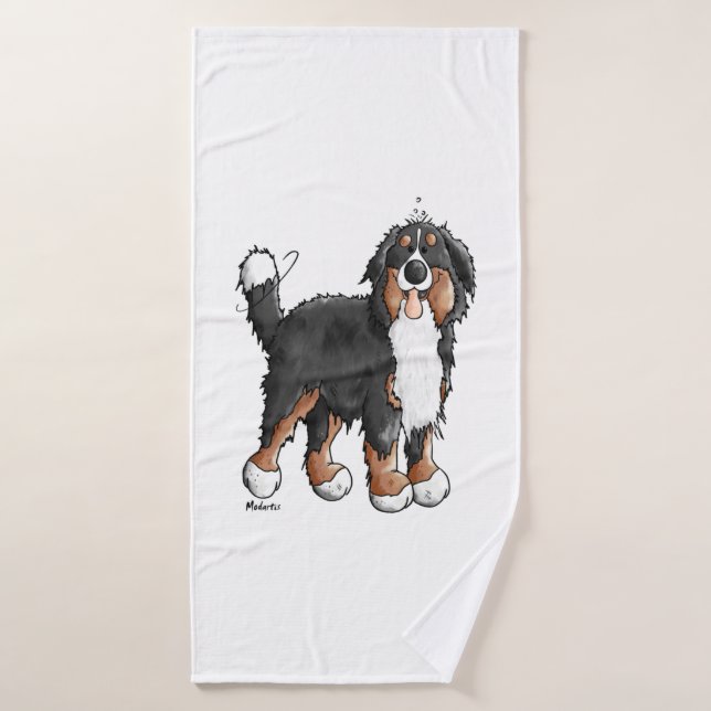 Happy Bernese Mountain Hund - Comic - Hunde - Cart Badehandtuch (Badehandtuch)