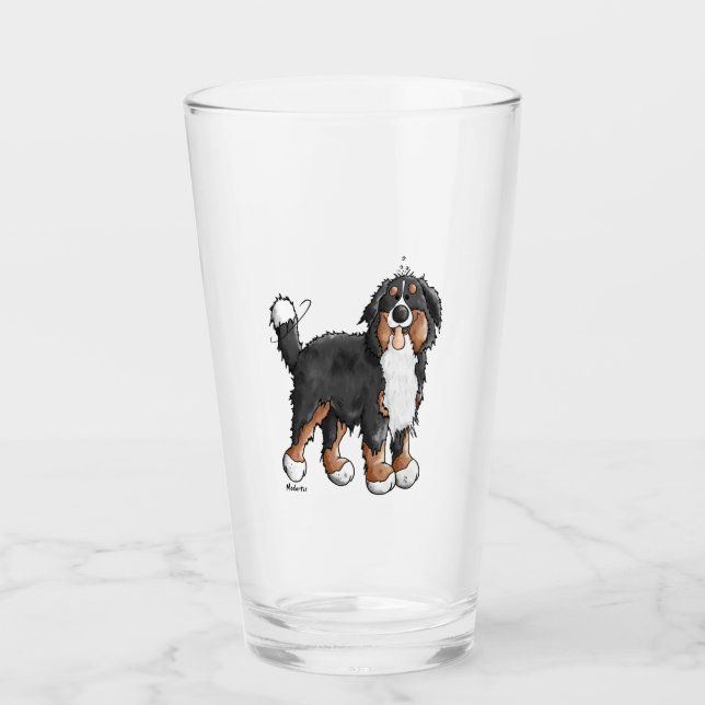 Happy Bernese Mountain Hund - Comic - Hunde - Cart Glas (Vorderseite)