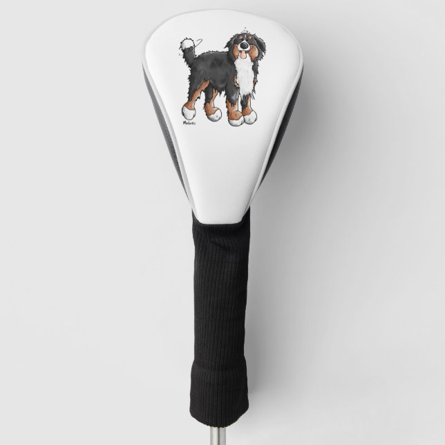 Happy Bernese Mountain Hund - Comic - Hunde - Cart Golf Headcover (Vorderseite)