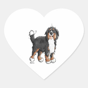 Happy Bernese Mountain Hund - Comic - Hunde - Cart Herz-Aufkleber