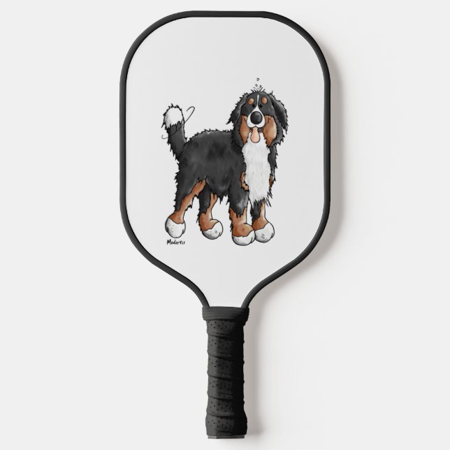 Happy Bernese Mountain Hund - Comic - Hunde - Cart Pickleball Schläger (Vorderseite)