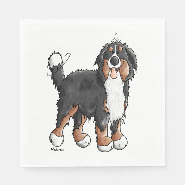Happy Bernese Mountain Hund - Comic - Hunde - Cart Serviette (Vorderseite)
