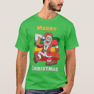 Happy Betrunken Santa Beer Tasse Frohe Weihnachten T-Shirt
