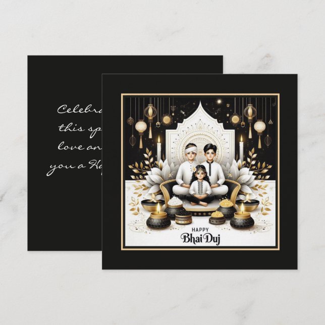 Happy Bhai Duj Karte (Vorne/Hinten)