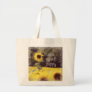 Happy Bible Verse mit Sonnenblumen Jumbo Stoffbeutel